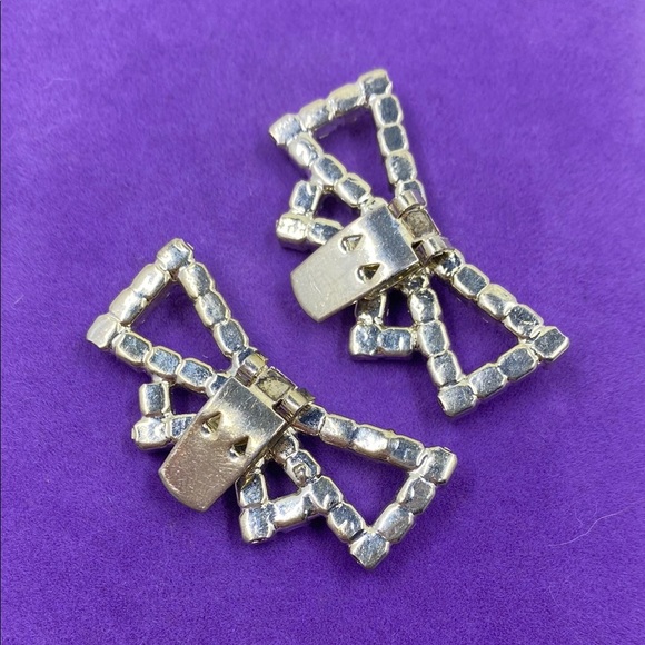 💛 Vintage Bluette Sparkling Bow Shoe Clips - Picture 3 of 5